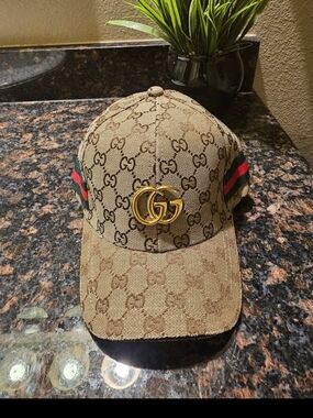 Gucci GG Monogram Baseball Cap with Gold Double G